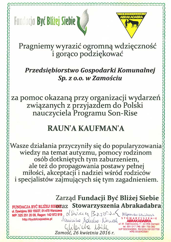 Fundacja Bliżej Siebie - PGK Zamość